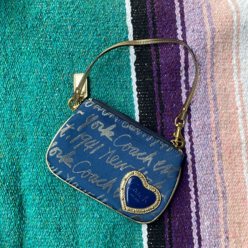 Coach Lurex Signature Script Wristlet